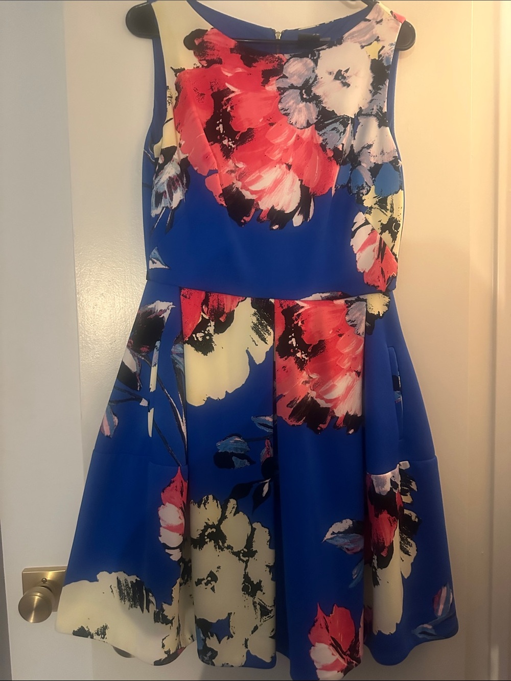 Taylor Ladies Blue Floral Fit-and-Flare Dress Size 10